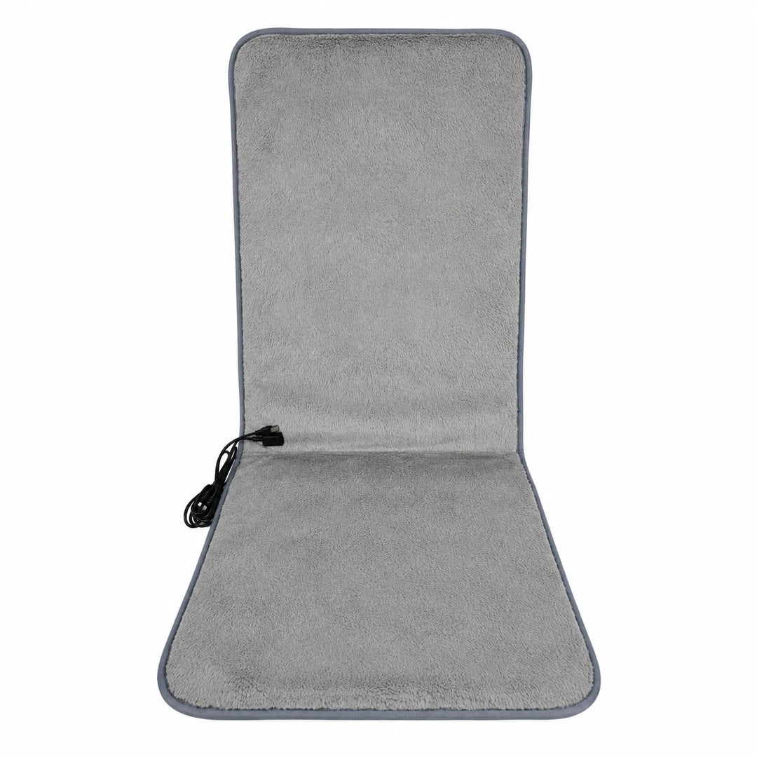 USB Heated Seat &amp; Back Pad — Faux Fur, 45 × 110 cm — variant-grey