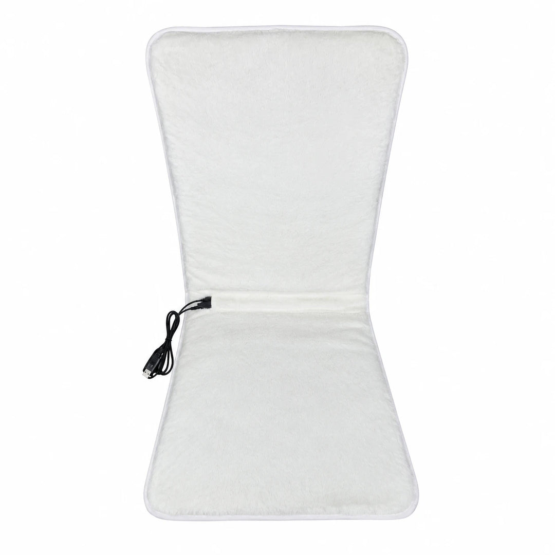 USB Heated Seat &amp; Back Pad — Faux Fur, 45 × 110 cm — variant-white