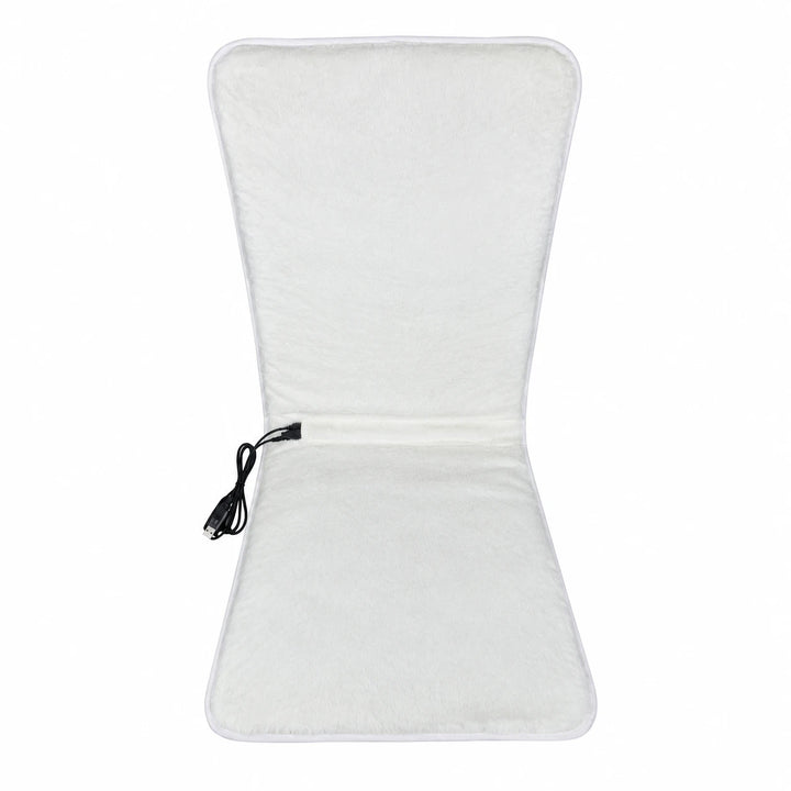 USB Heated Seat &amp; Back Pad — Faux Fur, 45 × 110 cm — variant-white