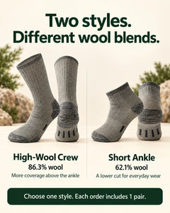 Merino Wool Blend Socks — Crew &amp; Ankle 02-styles