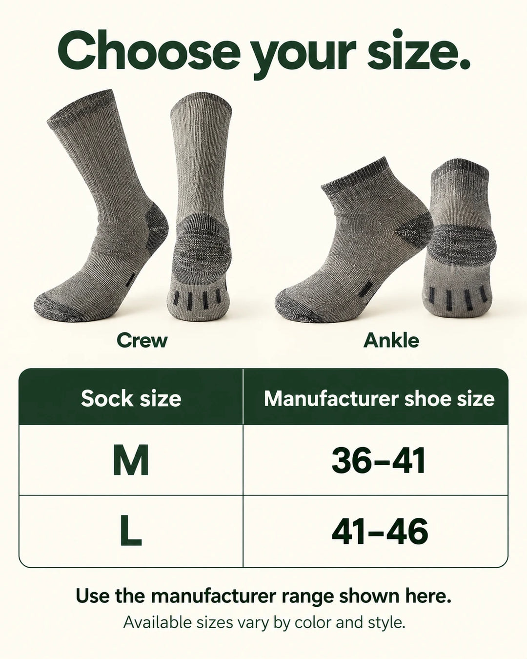 Merino Wool Blend Socks — Crew &amp; Ankle 04-size