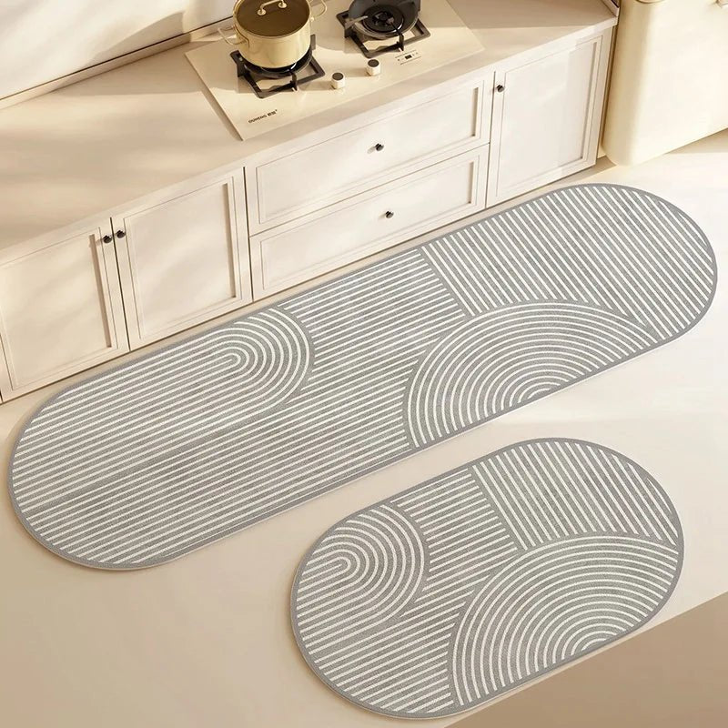 Velloraco | Kitchen Mat Super Absorbent | Non - Slip &amp; Washable | Diatomite Design | Oval &amp; Long Shape | Comfort Rug for Kitchen &amp; Bathroom - Velloraco