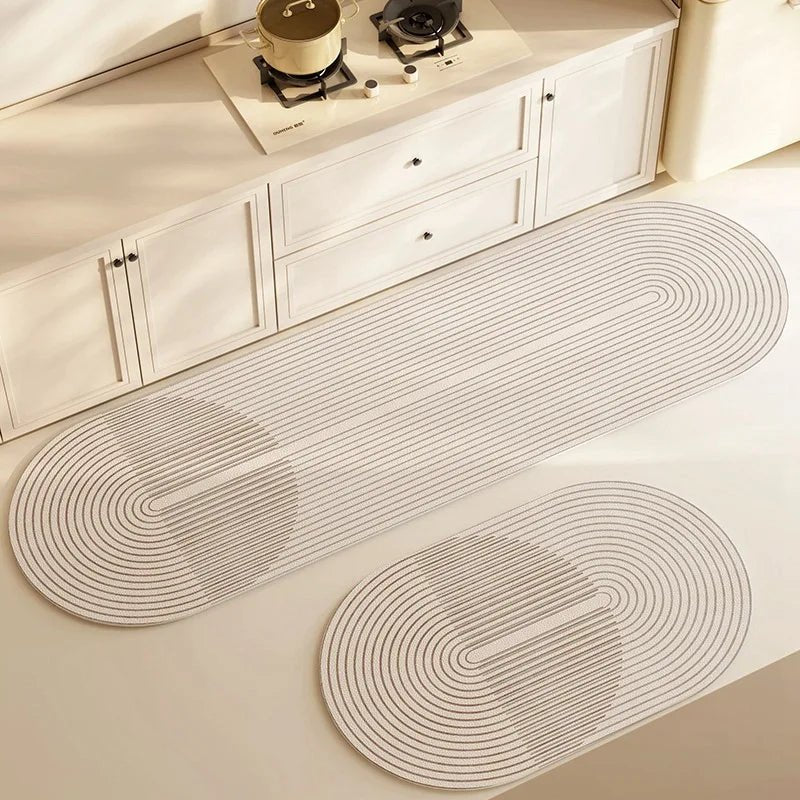 Velloraco | Kitchen Mat Super Absorbent | Non - Slip &amp; Washable | Diatomite Design | Oval &amp; Long Shape | Comfort Rug for Kitchen &amp; Bathroom - Velloraco