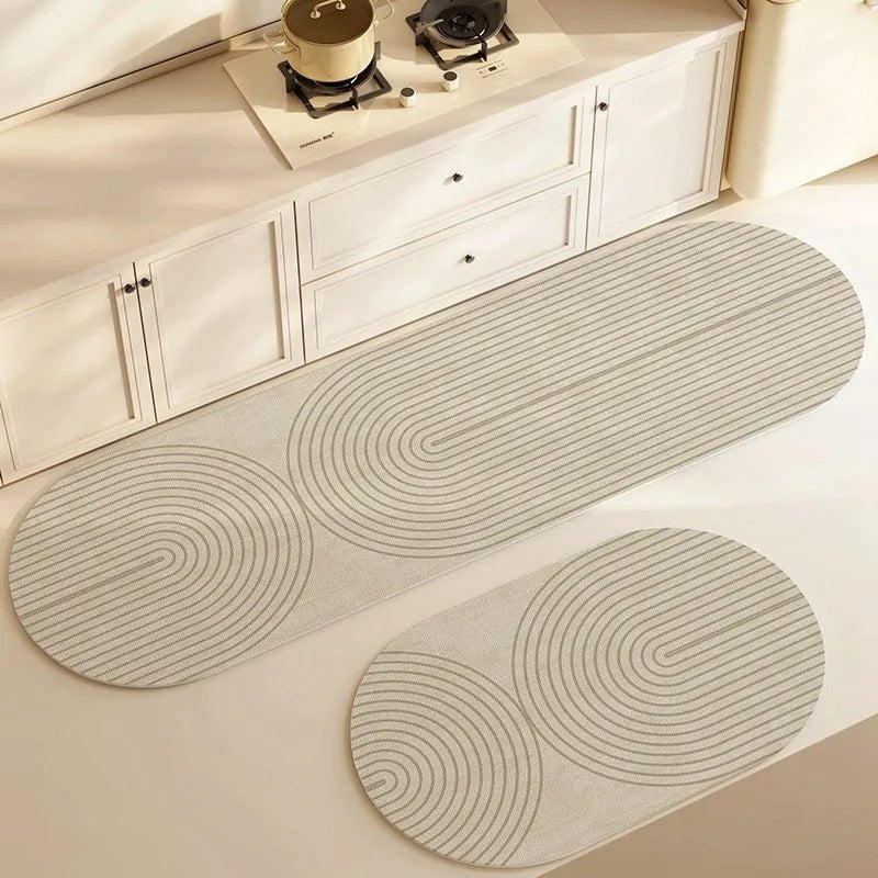 Velloraco | Kitchen Mat Super Absorbent | Non - Slip &amp; Washable | Diatomite Design | Oval &amp; Long Shape | Comfort Rug for Kitchen &amp; Bathroom - Velloraco