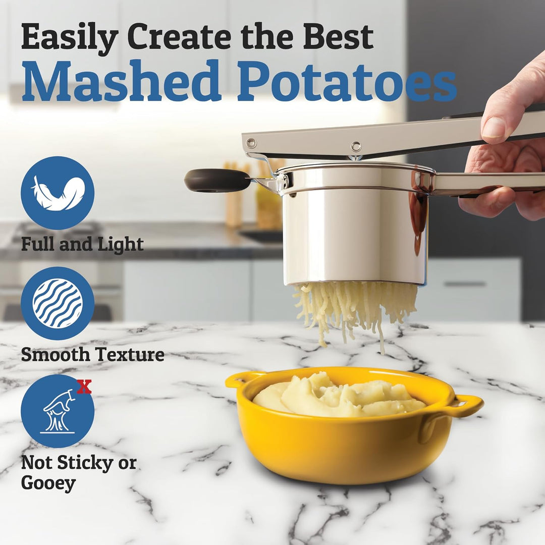 Velloraco Pro Stainless Steel Potato Masher 15oz | Extra Large Capacity | For Mashed Potatoes, Vegetables &amp; Fruits | Lump - Free &amp; Durable - Velloraco